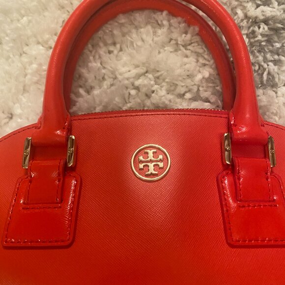 TORY BURCH Robinson Dome Meghan Maven Saffiano Leather SATCHEL Crossbody - Picture 3 of 9